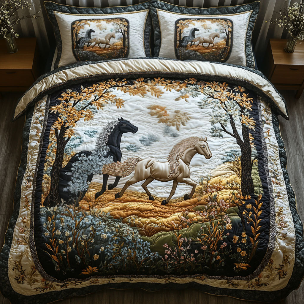 Elegant Horse Running 3-Piece Quilted Bedding Set NCU0PD340 main image 0