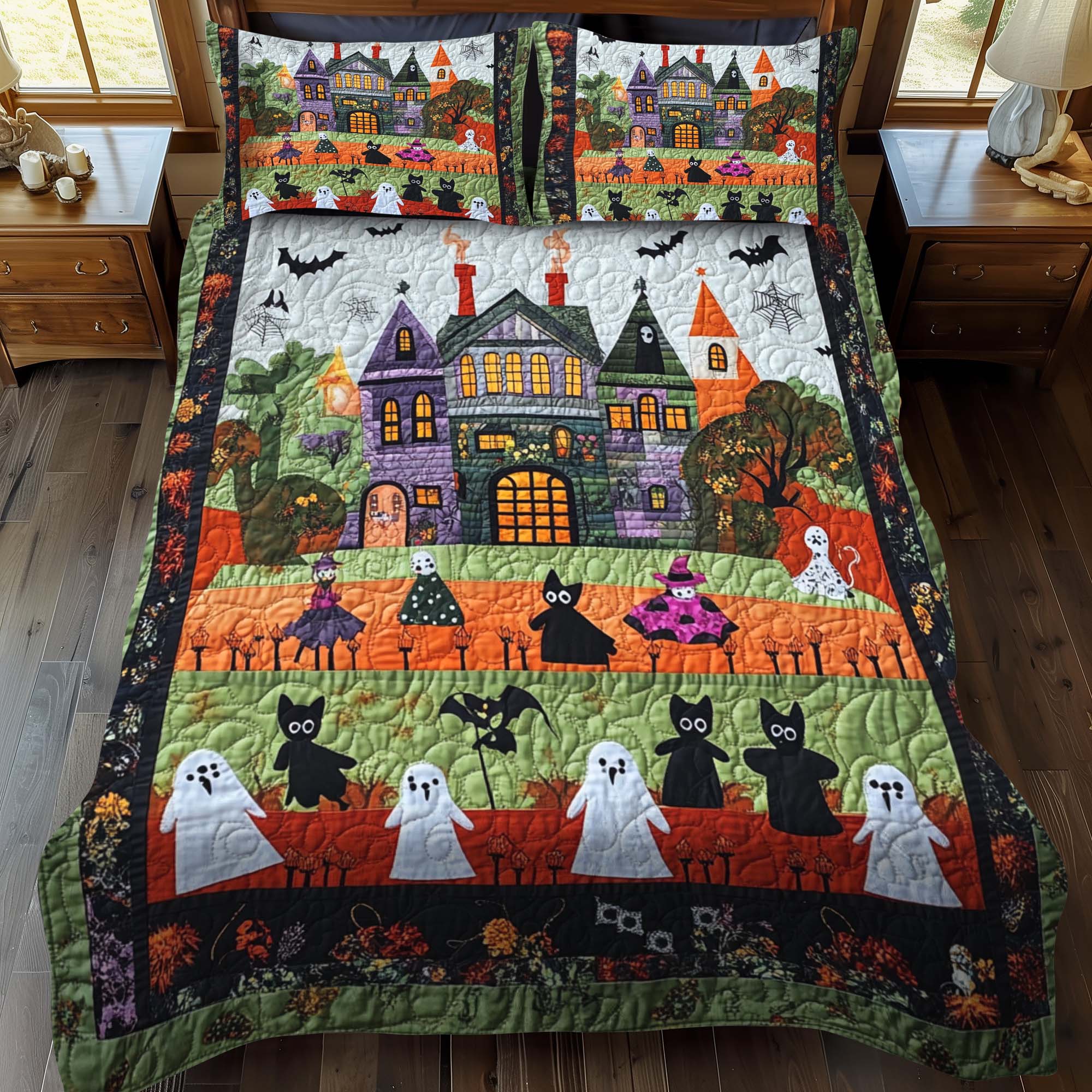 Haunted Halloween Quilted Washer and Dryer Cover NCU0NTD041