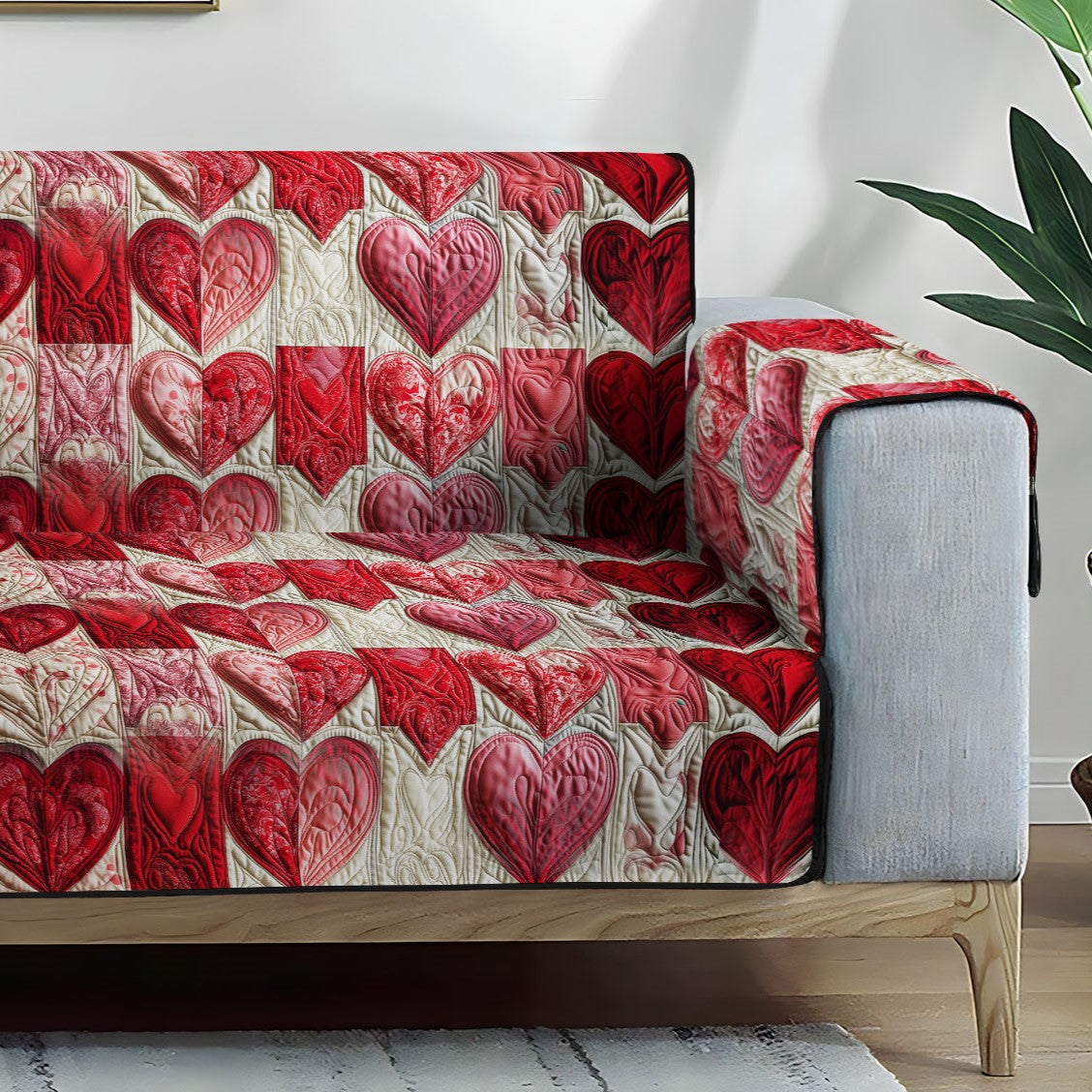 Heartbeat Elegance Quilted Sofa Cover NCU0PT3231