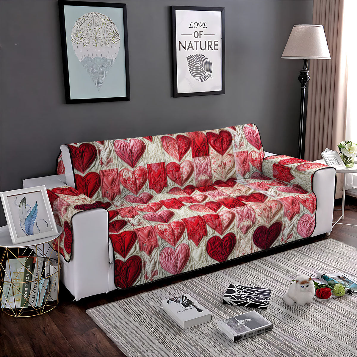 Heartbeat Elegance Quilted Sofa Cover NCU0PT3231