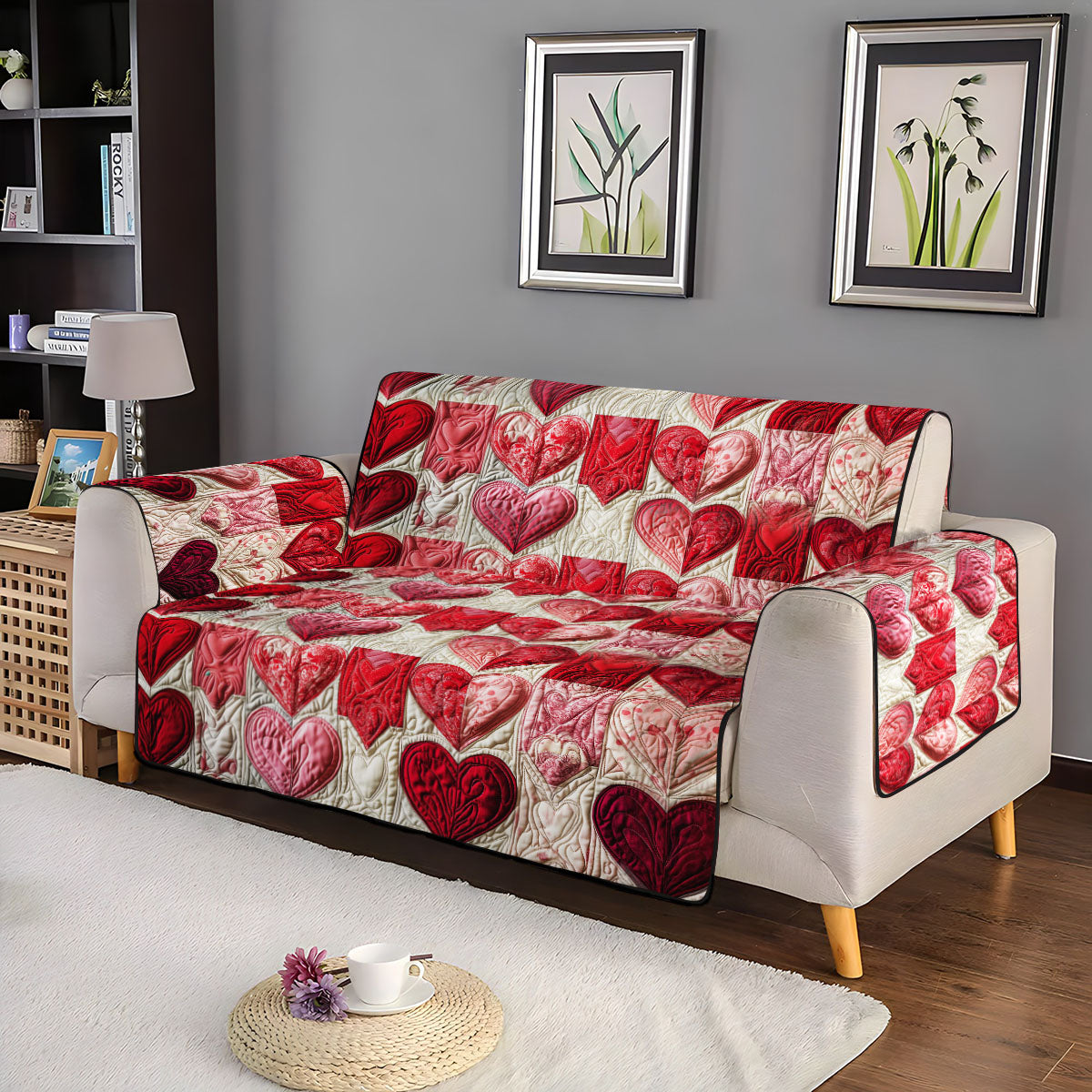 Heartbeat Elegance Quilted Sofa Cover NCU0PT3231
