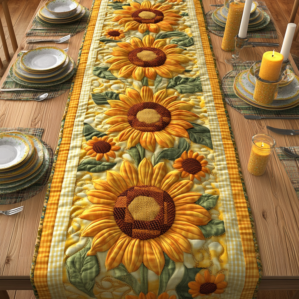 Helianthus Harmony Quilted Table Runner NCU0DV3460 – Vantique
