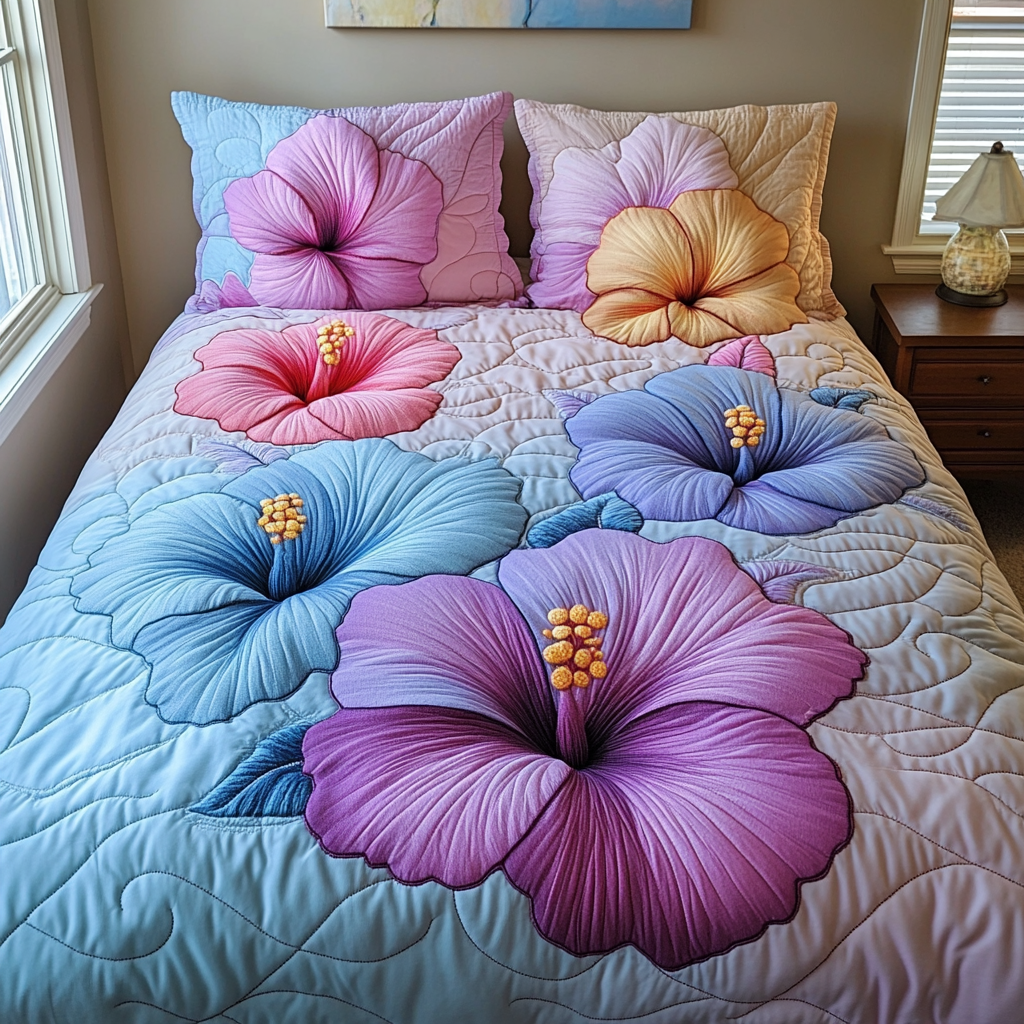 Hibiscus Breeze Quilted Blanket NCU0DQQ0561