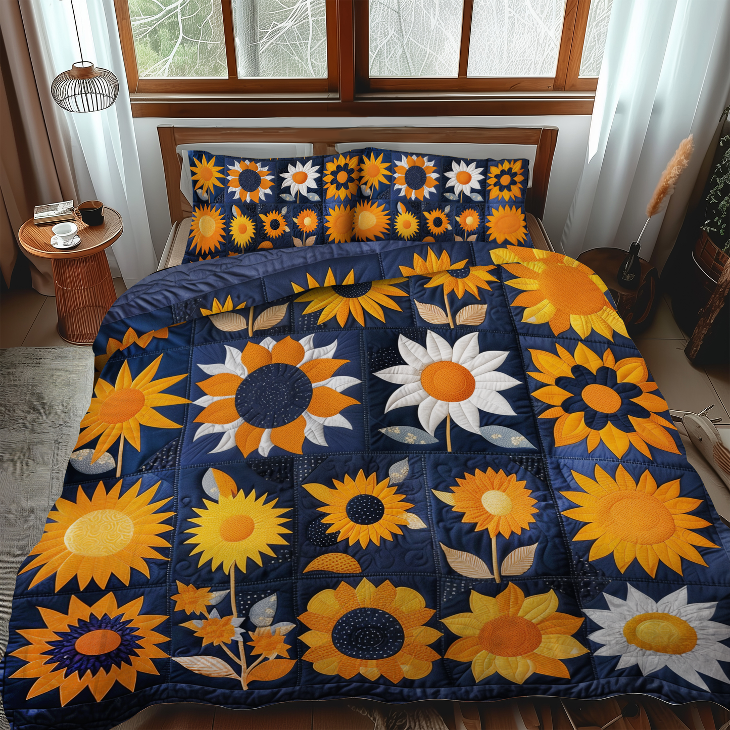 Hilarious Sunflowers 3-Piece Quilted Bedding Set NCU0VL222