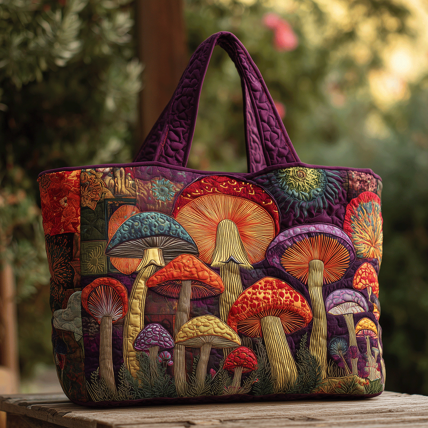Hippie Mushroom Dreams Quilted Tote Bag NCU0TH2883