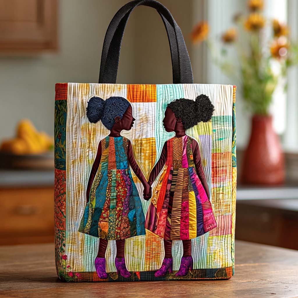 Holding Hands Quilted Tote Bag NCU0NT8522