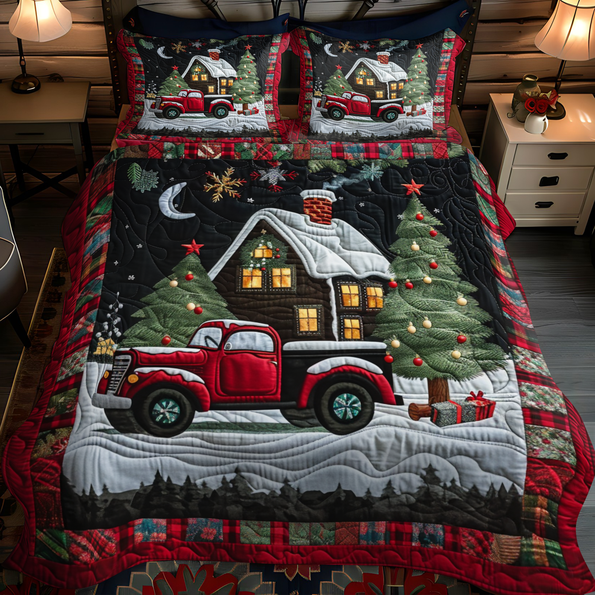 Snowy Smile Field 3-Piece Quilted Bedding Set NCU0NTD657 main image 1