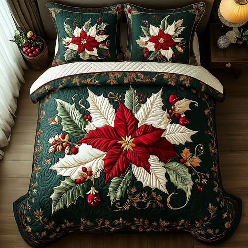 Holiday Bloom 3-Piece Quilted Bedding Set NCU0DV1803