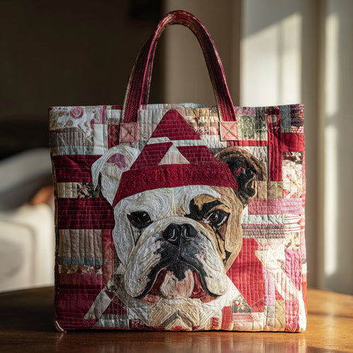 Holiday Bulldog Quilted Tote Bag NCU0HH289