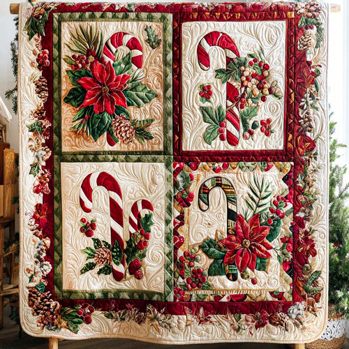 Holiday Canes Quilted Blanket NCU0NT9851