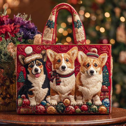 Holiday Corgis Quilted Tote Bag NCU0NT9763