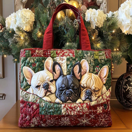 Holiday Frenchie Quilted Tote Bag NCU0NT9817