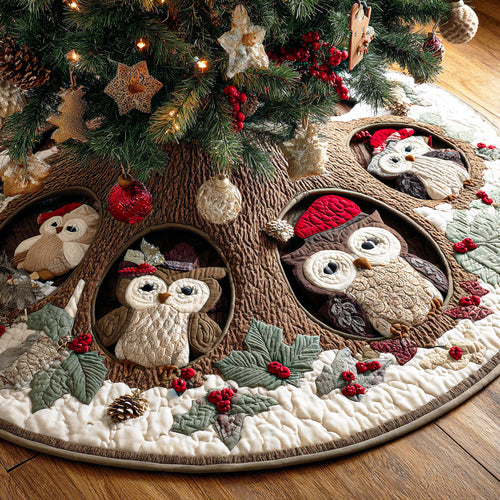 Holiday Perch Christmas Quilted Tree Skirt NCU0TD1126