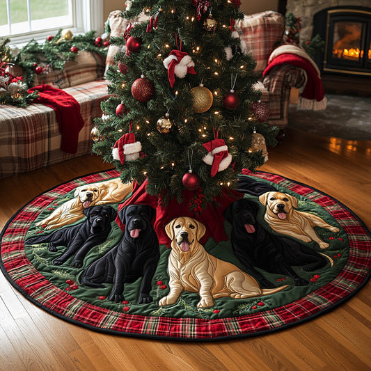 Holiday Retriever Christmas Quilted Tree Skirt NCU0DV8263
