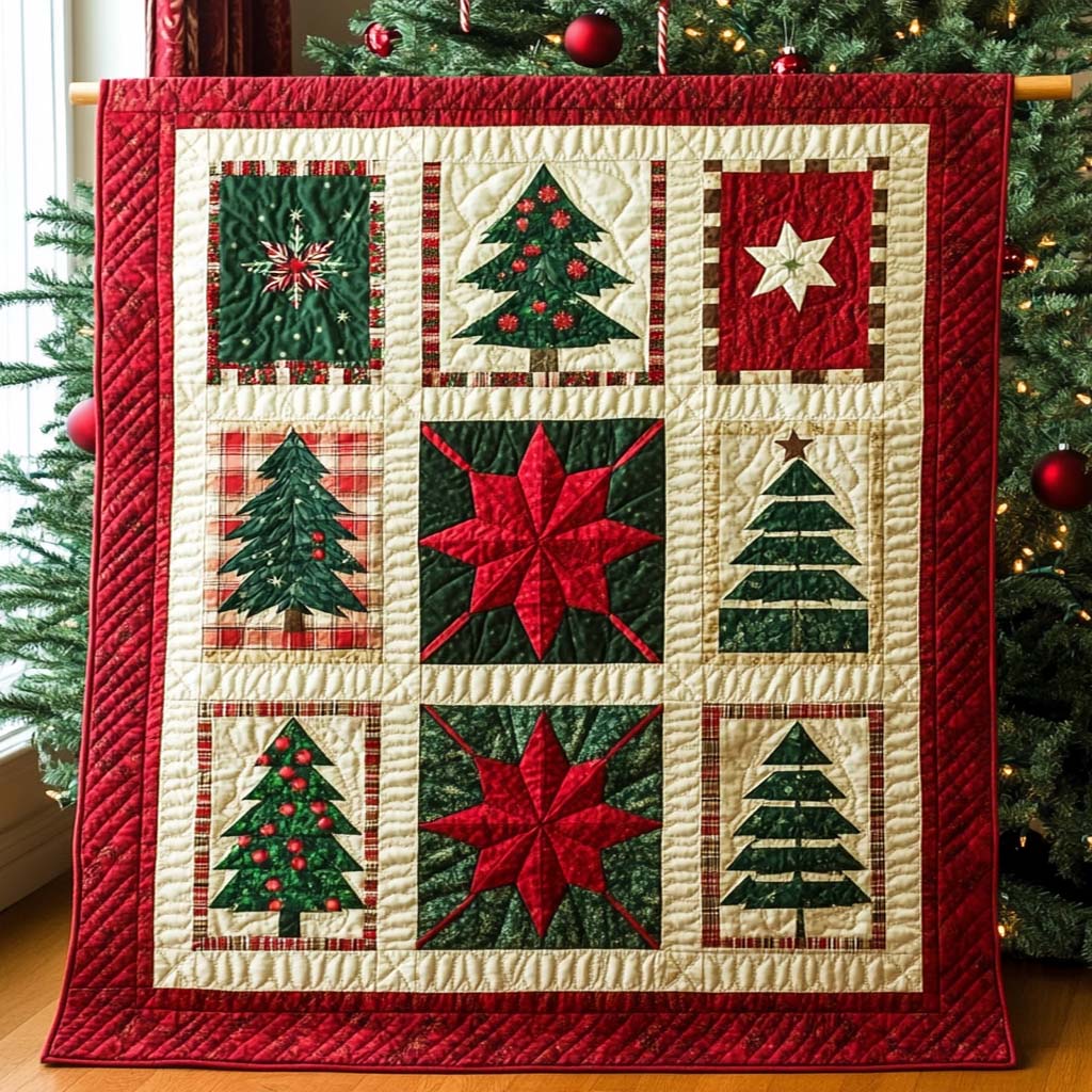 Holiday Star Quilted Blanket NCU0XD125
