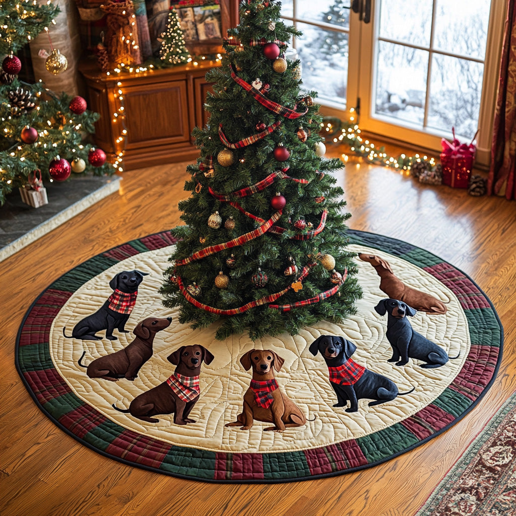 Dachshund Quilted Christmas Tree Skirt NCU0VT273