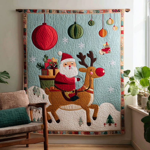 Holly Jolly Santa Claus Quilted Blanket NCU0HH247