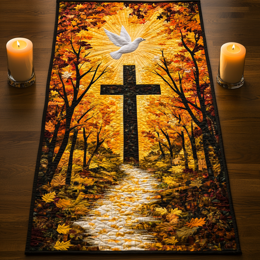 Golden Branches Quilted Table Topper NCU0NNT1167 main image 1
