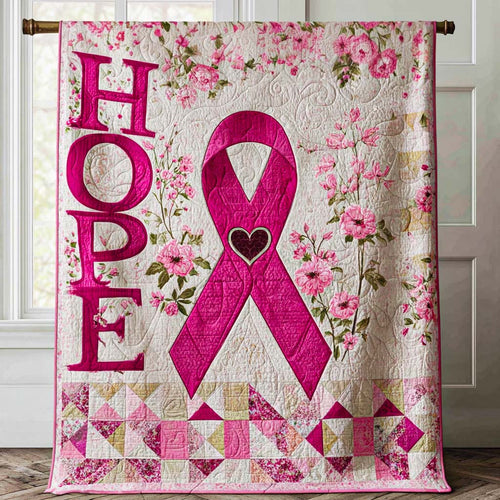 Hope Ribbon Quilted Blanket NCU0NT9562