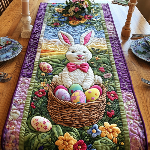 Hoppy Spring Quilted Table Runner NCU0VH3355