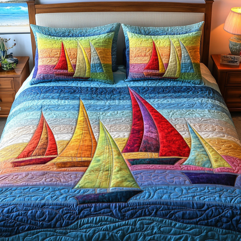 Golden Horizon 3-Piece Quilted Bedding Set NCU0NNT338