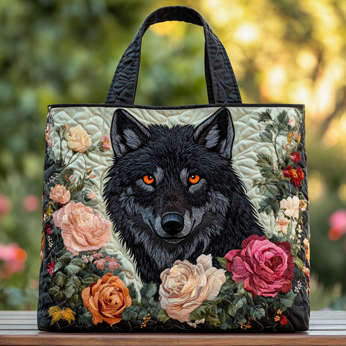 Howling Wolf Quilted Tote Bag NCU0DK8949