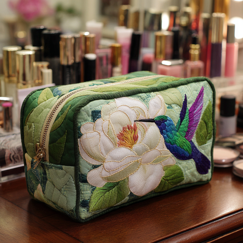 Hummingbird Charm Quilted Makeup Bag NCU0DK10215
