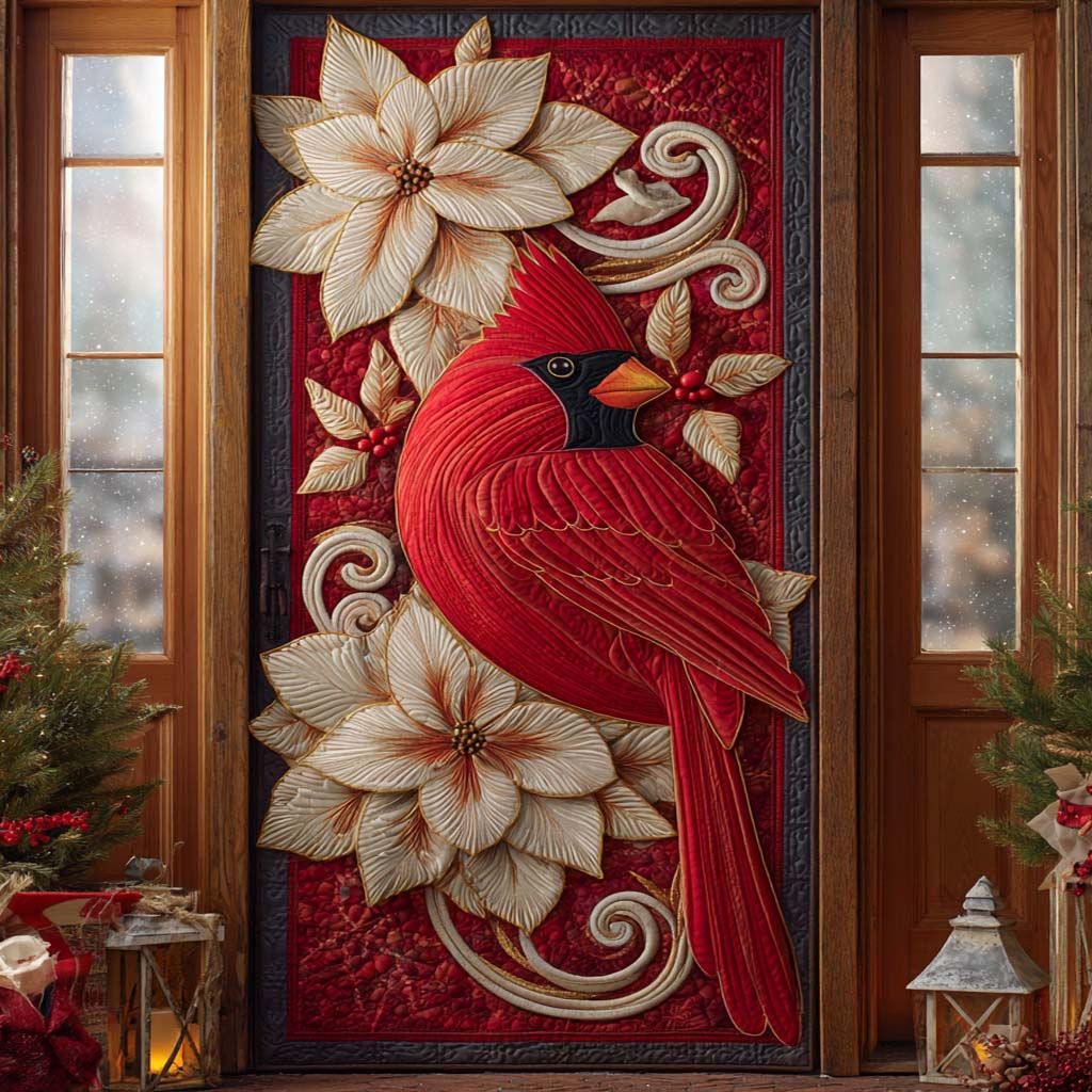 Ivory Bloom Cardinal Quilted Door Cover NCU0XD1627