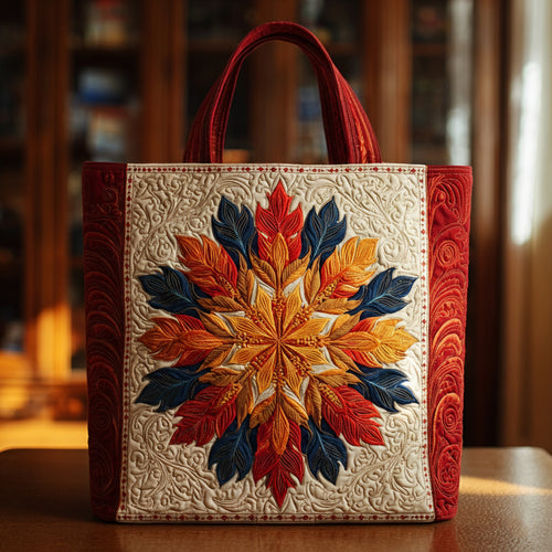 Jeweled Snowflake Mandala Quilted Tote Bag NCU0HH425