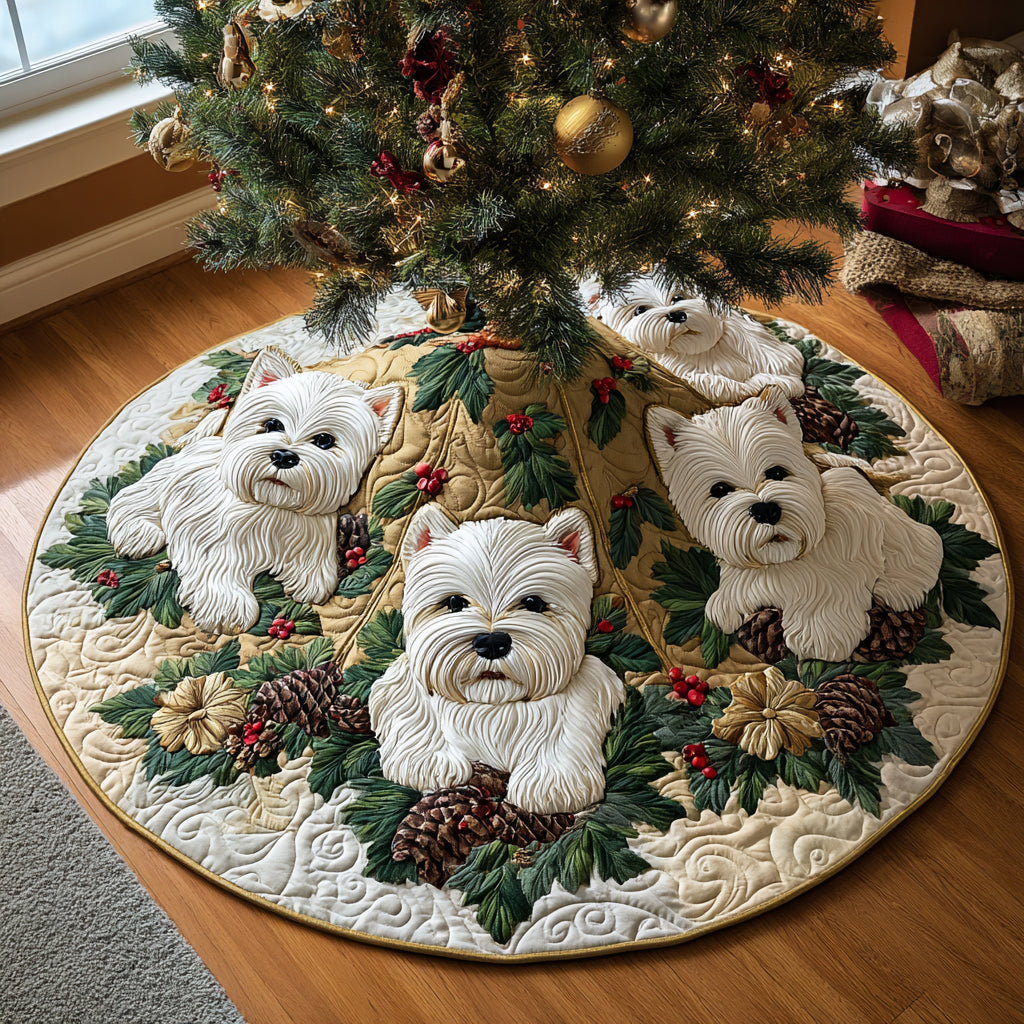 West Highland Terrier Christmas Quilted Tree Skirt NCU0VT289