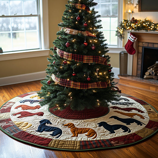 Jolly Doxie Glow Quilted Christmas Tree Skirt NCU0DV7953