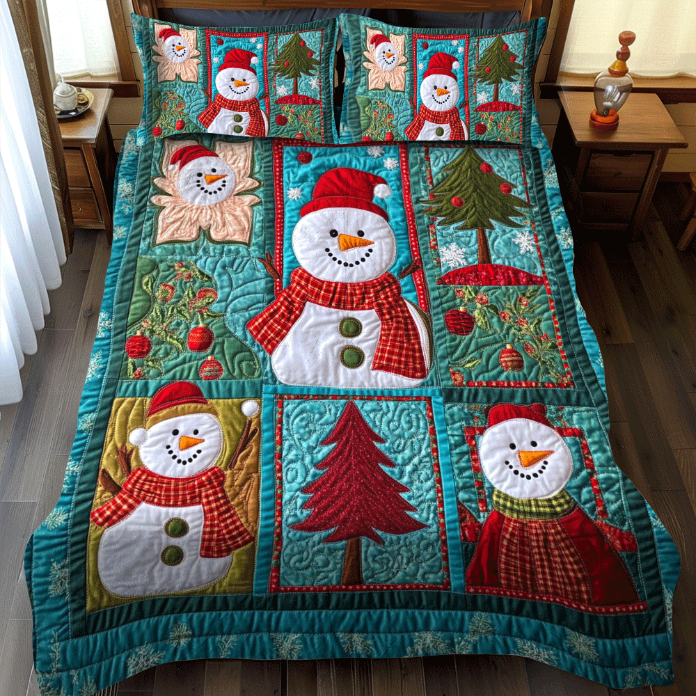 Jolly Holly Nights 3-Piece Quilted Bedding Set NCU0PD747