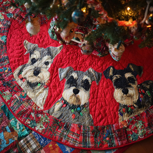 Jolly Schnauzers Quilted Christmas Tree Skirt NCU0DV7622
