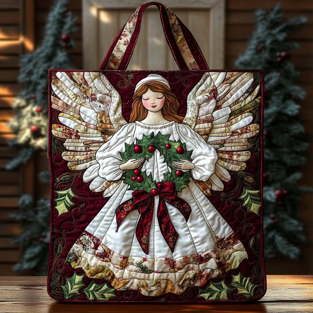 Joyful Angel Wreath Quilted Tote Bag NCU0XD651