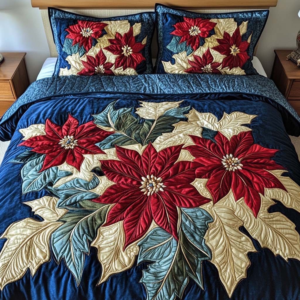 Joyful Petals 3-Piece Quilted Bedding Set NCU0NT1991