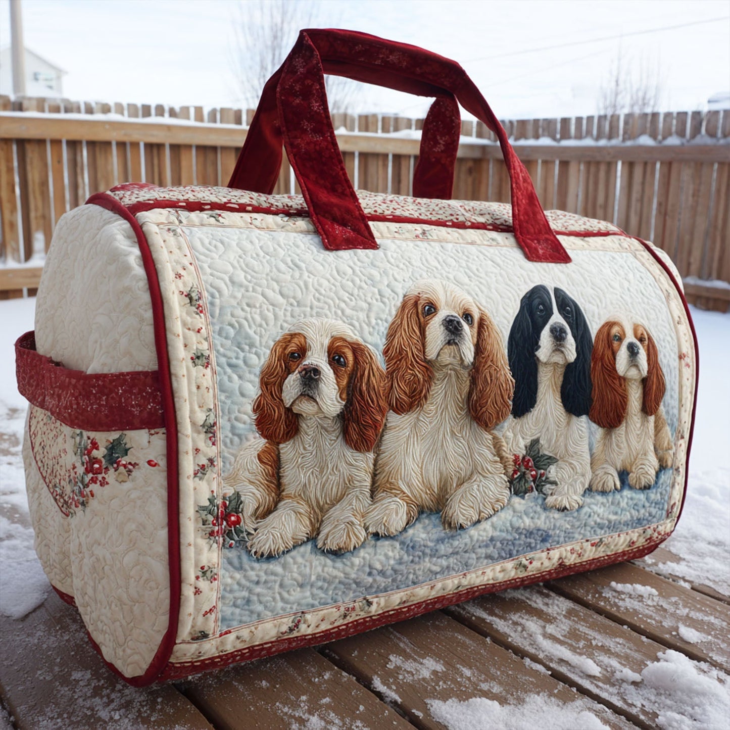 Joyful Spaniel Quilted Duffle Bag NCU0PT9333
