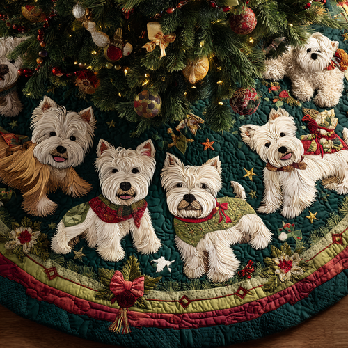Joyful West Highland Terrier Christmas Quilted Tree Skirt NCU0DK10822