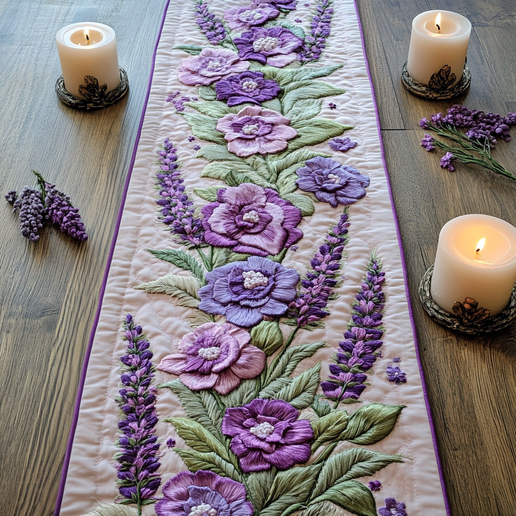 Lavender Whispers Quilted Table Runner NCU0VH4653 – Vantique