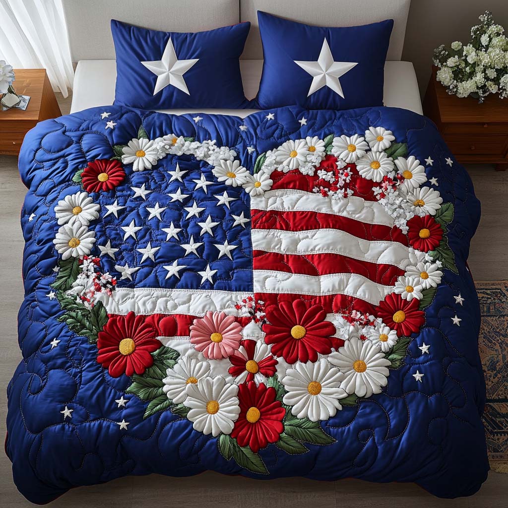 Liberty Blossom 3-Piece Quilted Bedding Set NCU0NT7518 – Vantique
