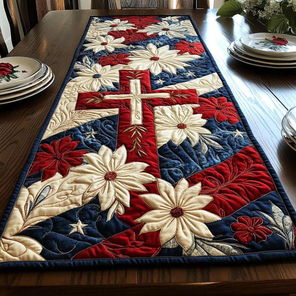 Liberty Cross Quilted Table Runner NCU0DV6550 – Vantique