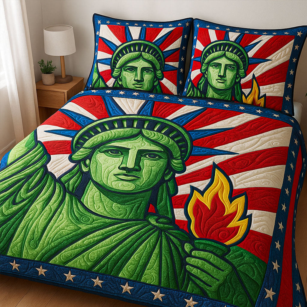 Liberty Flame 3-Piece Quilted Bedding Set NCU0NT6312 – Vantique