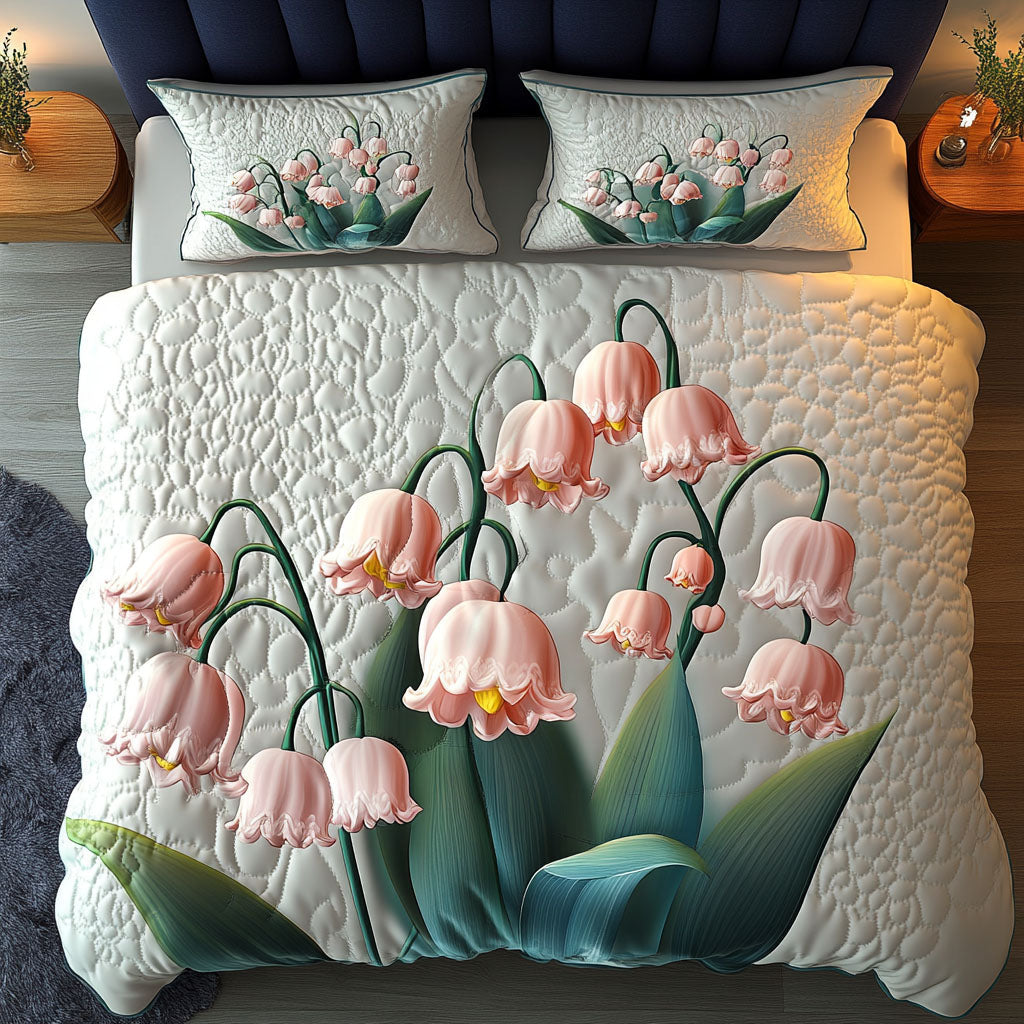Lily Blossom 3-Piece Quilted Bedding Set NCU0NT6048 – Vantique
