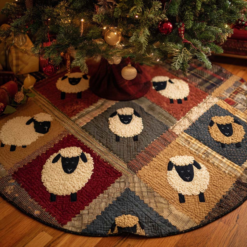 Little Lamb Christmas Quilted Tree Skirt NCU0NT10794