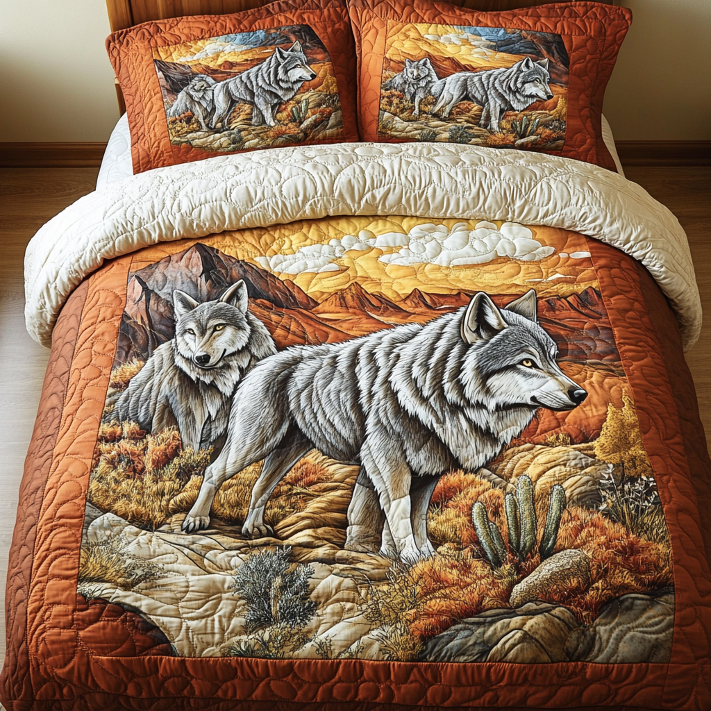 Wolf Guardian Knot 3-Piece Quilted Bedding Set NCU0NTD631