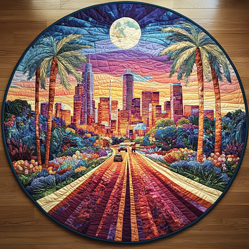 Los Angeles Lights Quilted Round Mat NCU0DV5194
