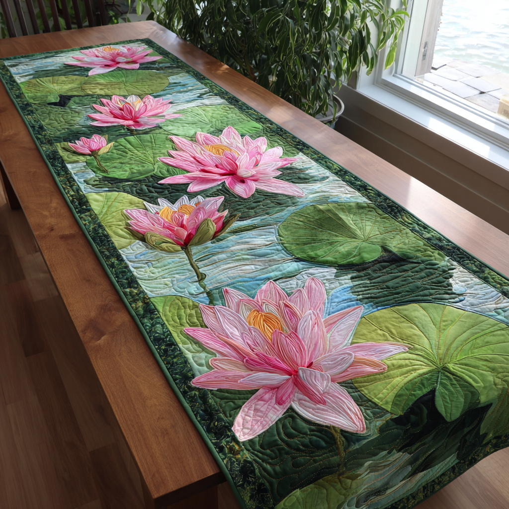 Twin Lotus Dance Quilted Table Topper NCU0NXD439
