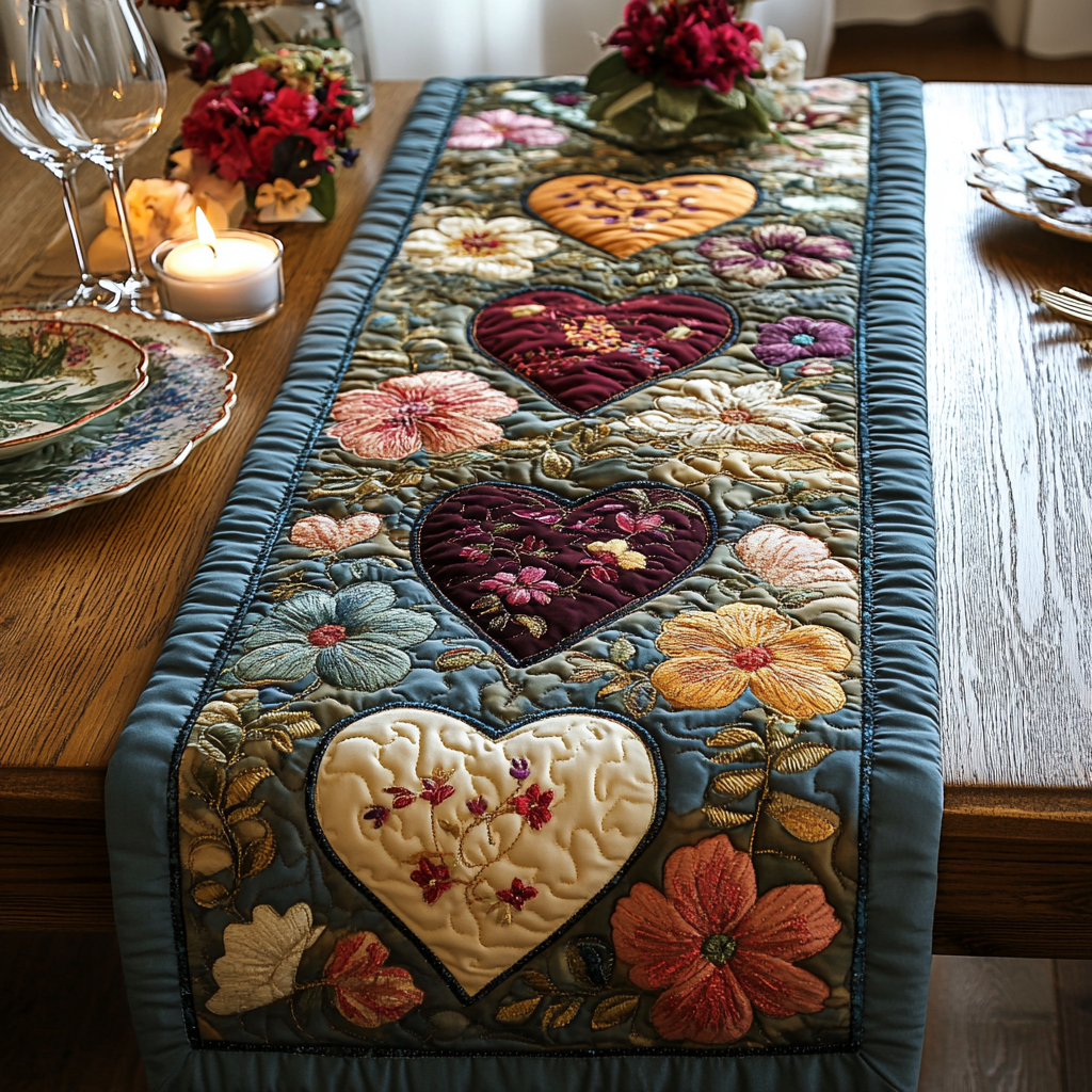 Love in Stitches Quilted Table Runner NCU0DV2729 – Vantique