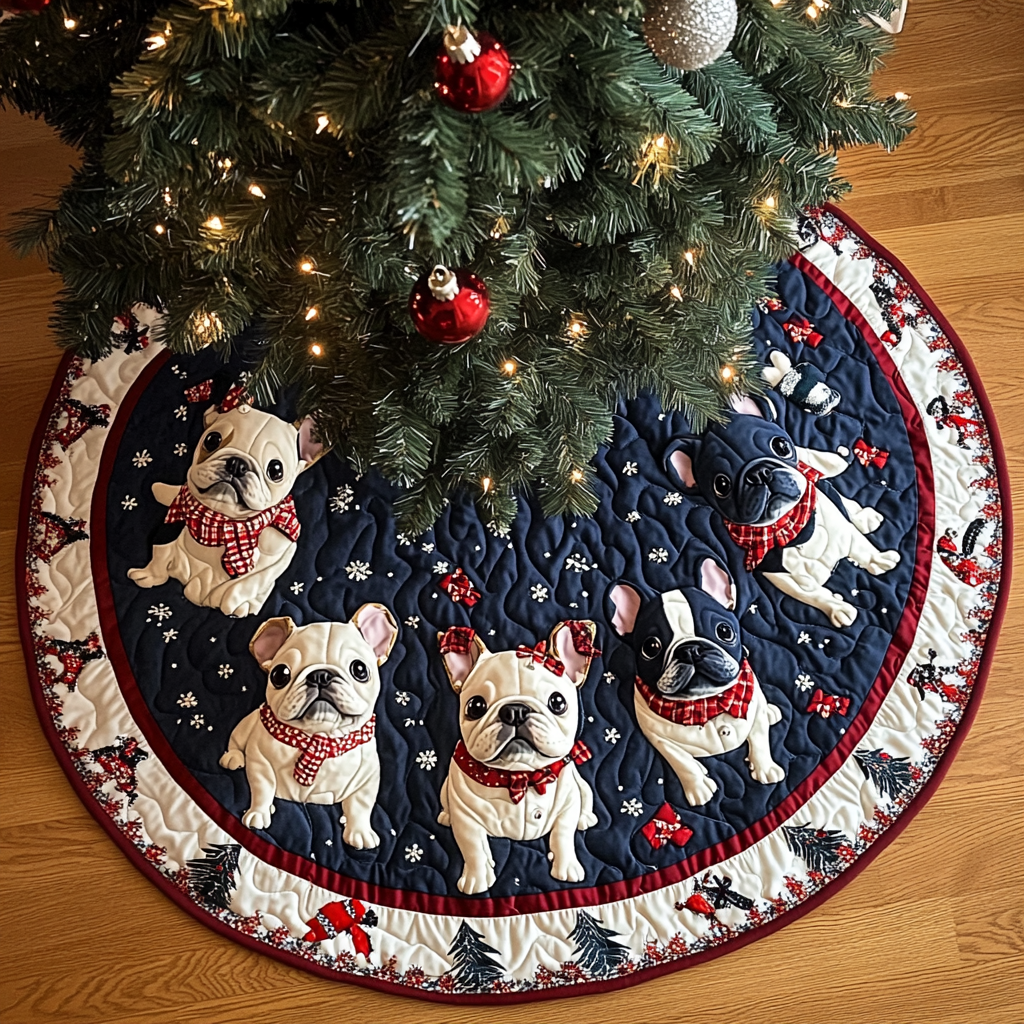 Lovely French Bulldog Christmas Quilted Tree Skirt NCU0DK10776