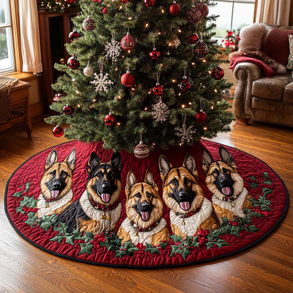 German Shepherd Christmas Quilted Tree Skirt NCU0VT288