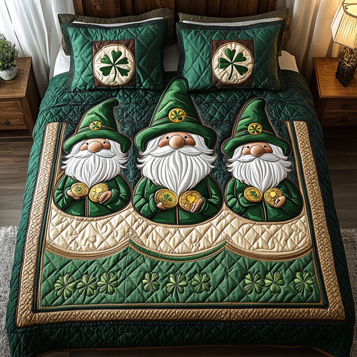 Lucky Gnome 3-Piece Quilted Bedding Set NCU0TL2231